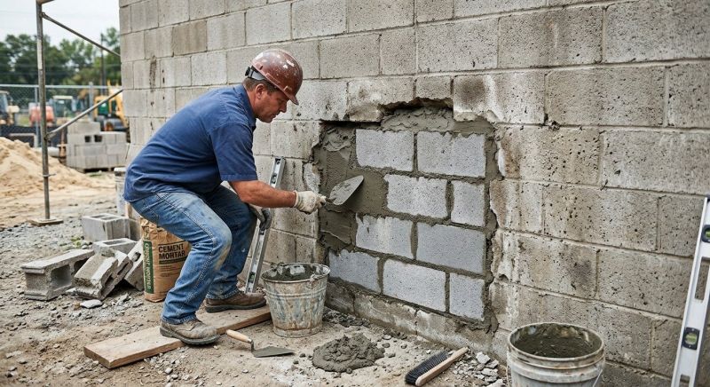 Cinder Block Wall Repair in Bushnell, FL