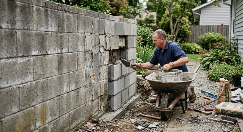 Cinder Block Wall Repair in Lake County, FL